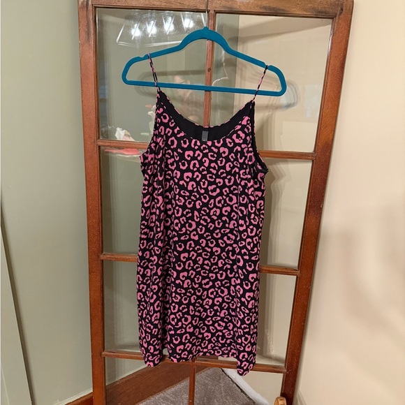 Alya Dresses & Skirts - ALYA Neon Pink Leopard Bold Print Slip Mini Dress Size Large